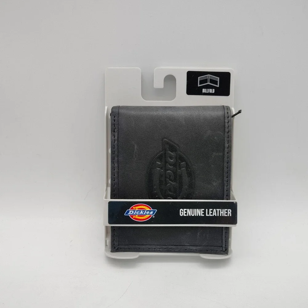 Dickies Billfold Wallet Men Black Genuine Leather Bifold Logo